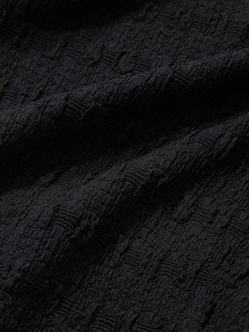 DAZY Women's Solid Color Textured Long Sleeve Round Neck Puff Sleeve Blouse