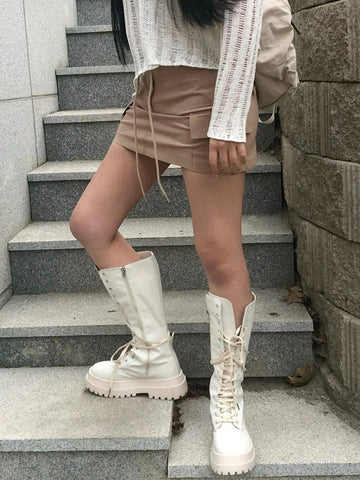 DAZY Women's Solid Color Utility Lined Mini Skirt