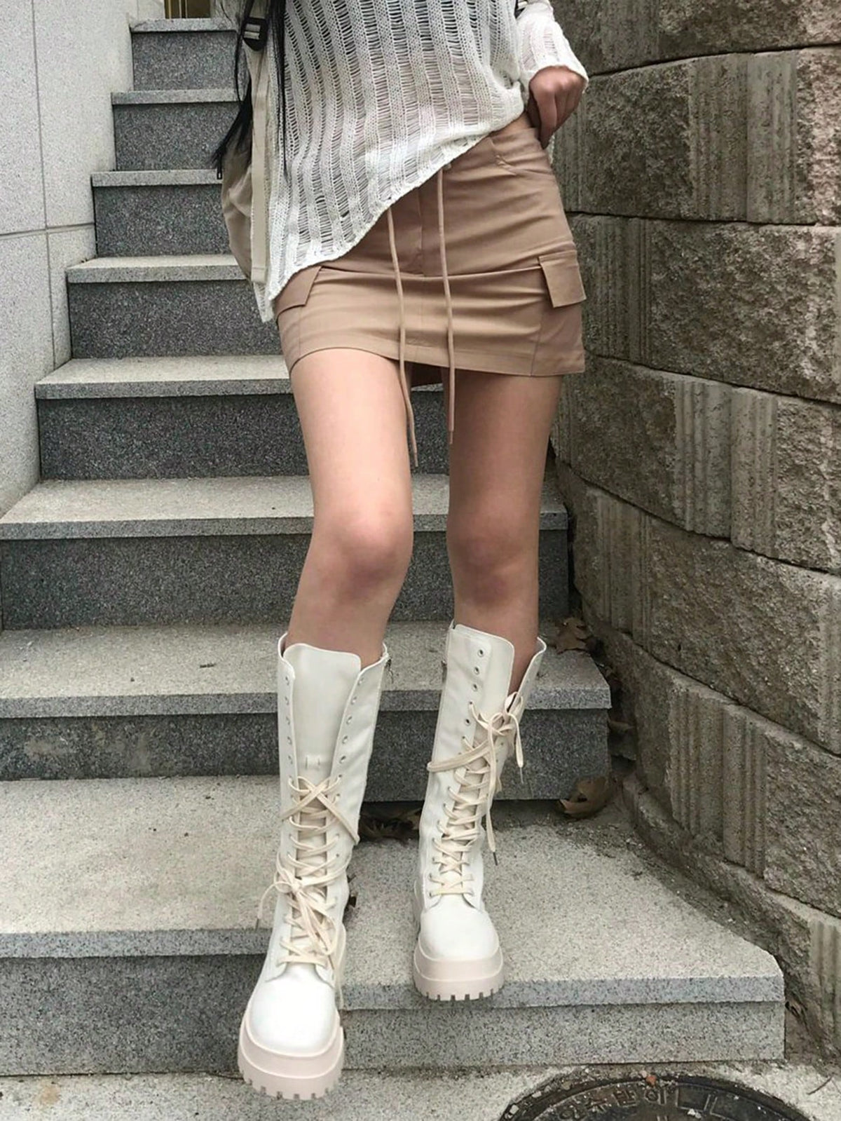 DAZY Women's Solid Color Utility Lined Mini Skirt