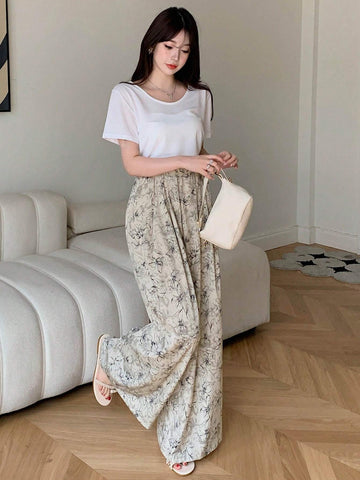 DAZY Women's Summer Floral Print Casual Loose Long Pants