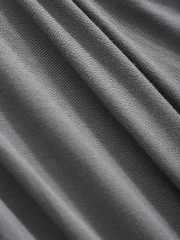 DAZY Women's Summer Solid Color Short Sleeve T-Shirt With Drawstring Square Neckline And 3D Flower