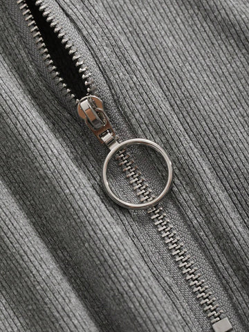 Women's Summer Solid Color Zipper Half Placket Off Shoulder Short Sleeve Slim Fit T-Shirt