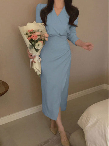 DAZY Women's V-Neck Split Hem Dress