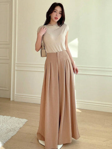 DAZY Women's Wide Leg Pants With Slanted Pockets