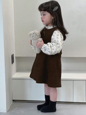 DAZY Young Girl Bow Decor Round Neck Short Cute Camisole Dress