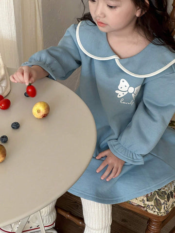 DAZY Young Girl' Butterfly Applique Fleece Lined Dress