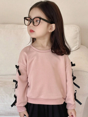DAZY Young Girl Casual Bowknot Decor Sweatshirt, Autumn/Winter