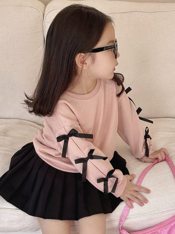 DAZY Young Girl Casual Bowknot Decor Sweatshirt, Autumn/Winter