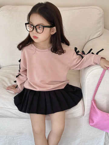DAZY Young Girl Casual Bowknot Decor Sweatshirt, Autumn/Winter