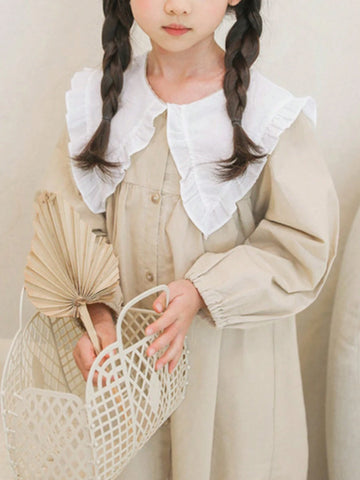 DAZY Young Girl Casual Contrast Color Peter Pan Collar Dress, Autumn
