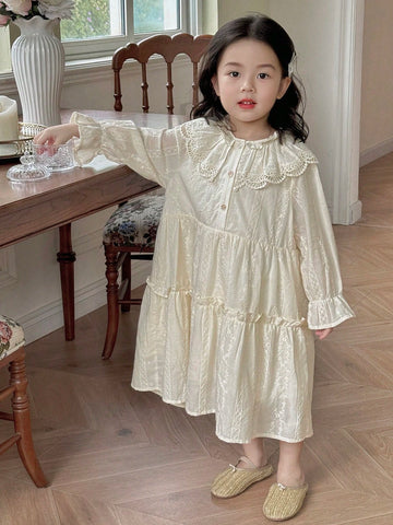 DAZY Young Girl Casual Solid Color Embroidery Dress, Autumn