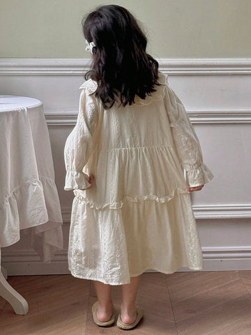 DAZY Young Girl Casual Solid Color Embroidery Dress, Autumn