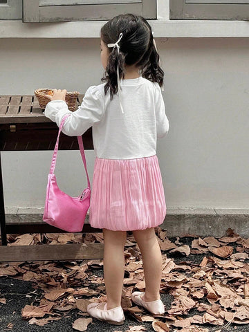 DAZY Young Girl Contrast Color Casual Dress For Girls