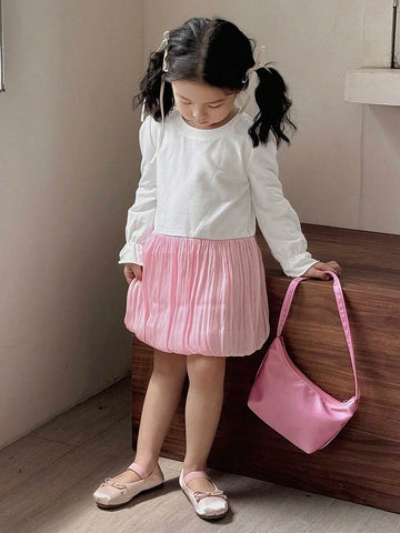 DAZY Young Girl Contrast Color Casual Dress For Girls