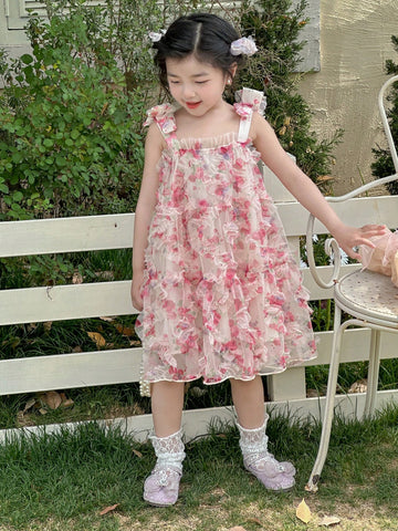 DAZY Young Girl Flower Strap Sleeveless Sundress, Summer