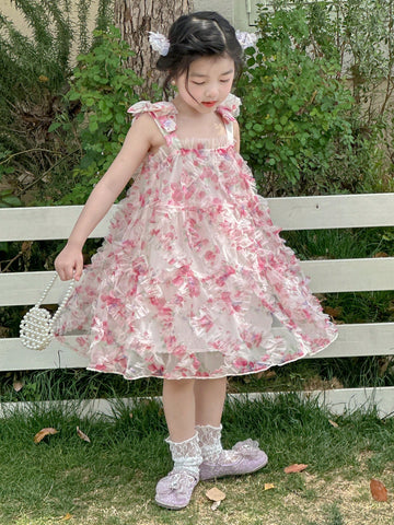DAZY Young Girl Flower Strap Sleeveless Sundress, Summer