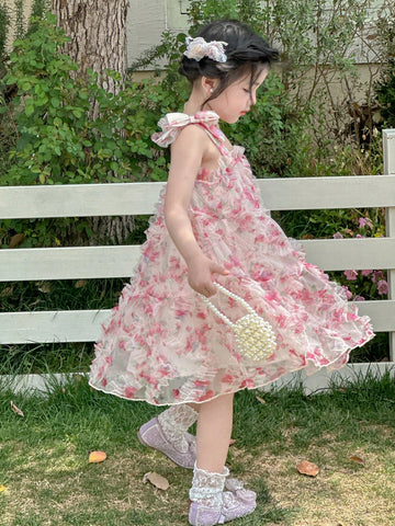 DAZY Young Girl Flower Strap Sleeveless Sundress, Summer