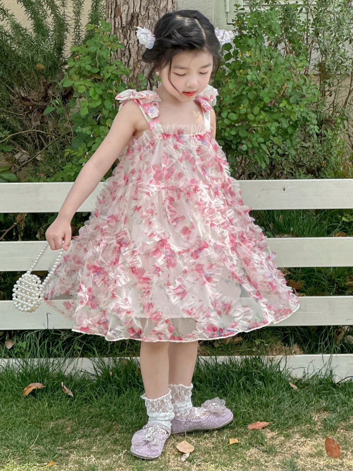 DAZY Young Girl Flower Strap Sleeveless Sundress, Summer