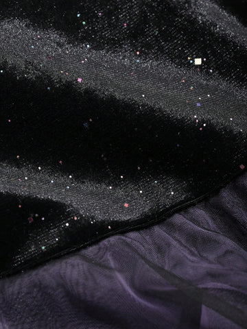 DAZY Young Girl Girls' Round Neck Contrast Mesh Panel Dress, Fall