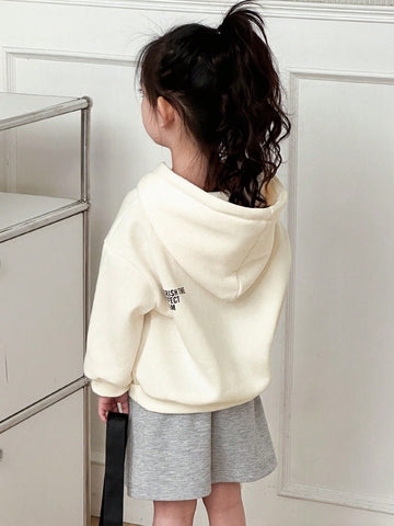 DAZY Young Girl Hooded Letter Print Sweatshirt, Young Girl Fall Clothes