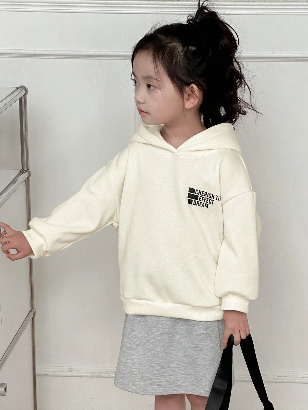 DAZY Young Girl Hooded Letter Print Sweatshirt, Young Girl Fall Clothes