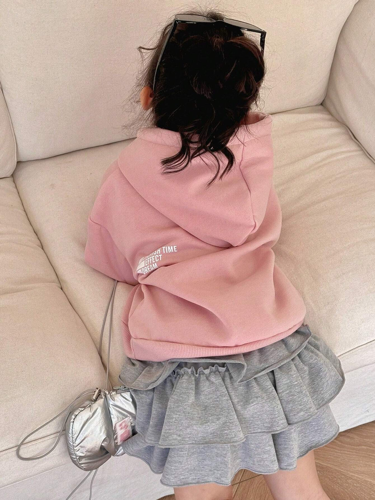 DAZY Young Girl Letter Print Hooded Sweatshirt, Young Girl Fall Clothes