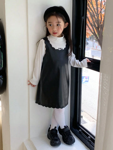 DAZY Young Girl PU Leather Vest Dress