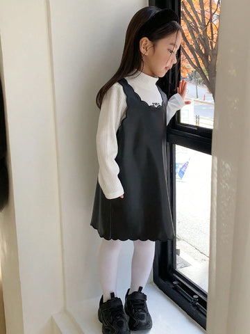 DAZY Young Girl PU Leather Vest Dress