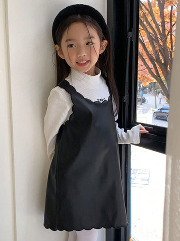 DAZY Young Girl PU Leather Vest Dress