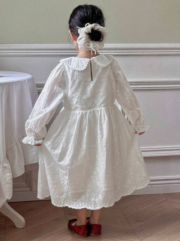 DAZY Young Girl Plain Collar Floral Minimalist Casual Day Dress