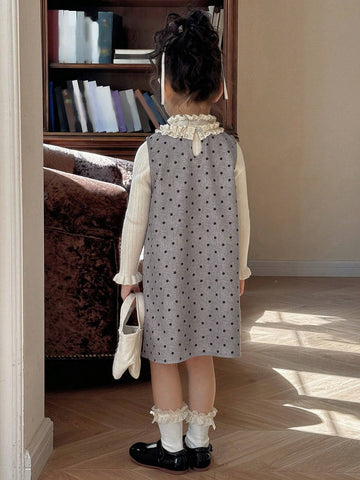 DAZY Young Girl Ruffle Trim Button Front Minimalist Short Dress