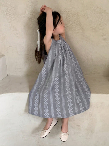 DAZY Young Girl Woven Sleeveless Round Neck Halter Dress, Summer