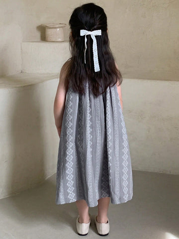 DAZY Young Girl Woven Sleeveless Round Neck Halter Dress, Summer