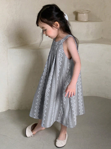 DAZY Young Girl Woven Sleeveless Round Neck Halter Dress, Summer