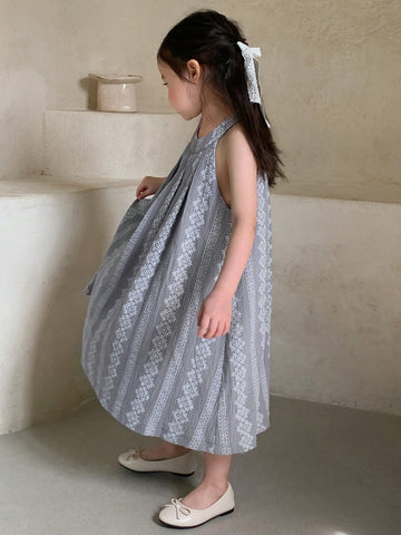 DAZY Young Girl Woven Sleeveless Round Neck Halter Dress, Summer
