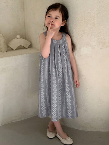 DAZY Young Girl Woven Sleeveless Round Neck Halter Dress, Summer