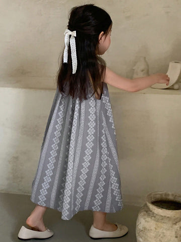 DAZY Young Girl Woven Sleeveless Round Neck Halter Dress, Summer