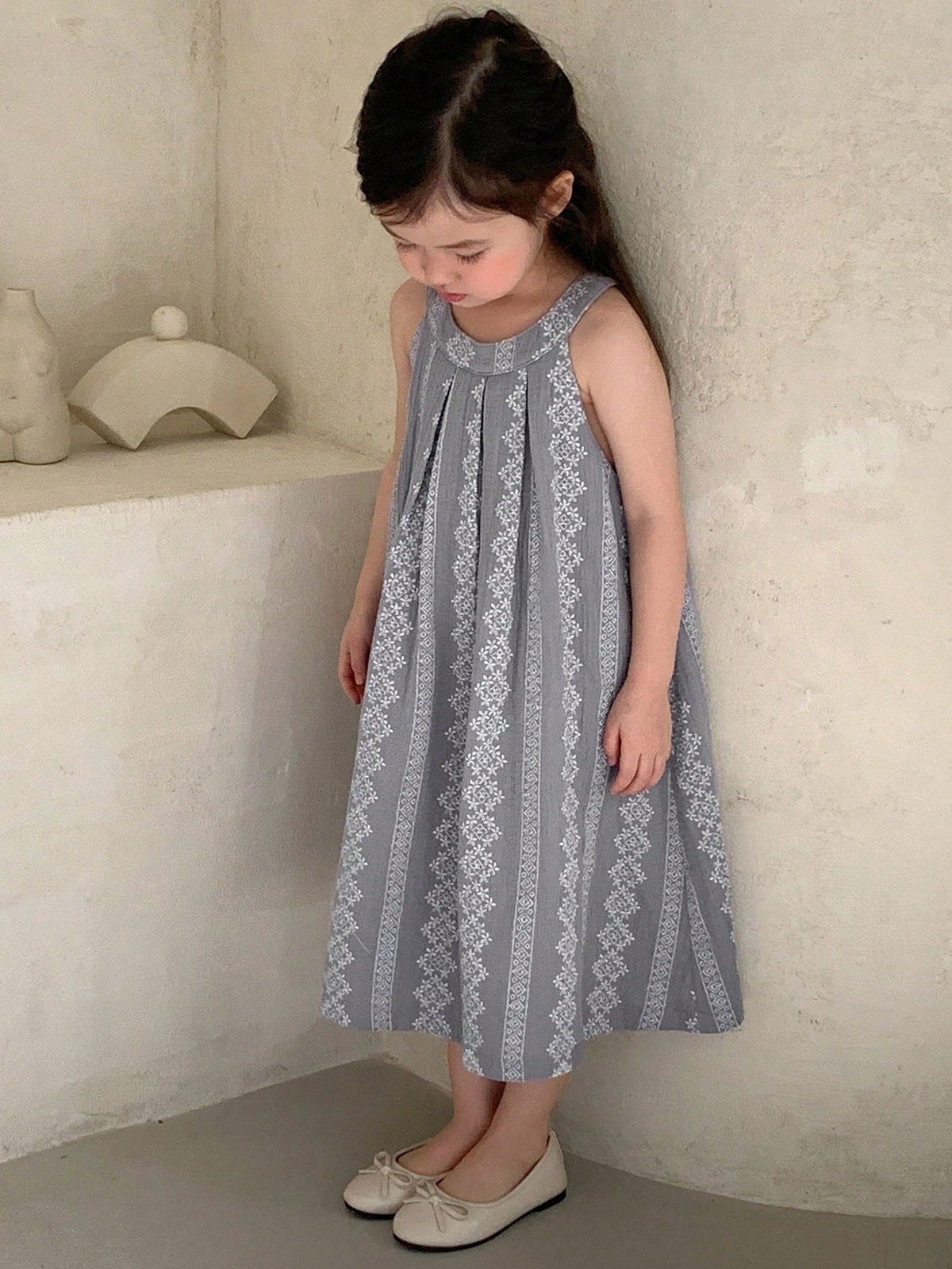 DAZY Young Girl Woven Sleeveless Round Neck Halter Dress, Summer