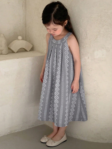 DAZY Young Girl Woven Sleeveless Round Neck Halter Dress, Summer