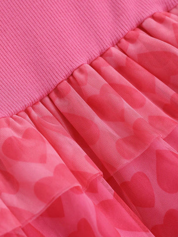 DAZY Young Girls' Heart Print Mesh Dress
