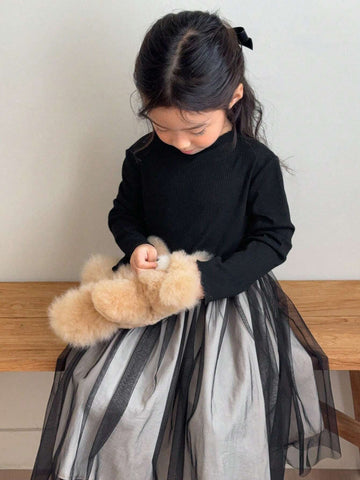 DAZY Young Girls Small Round Neck Knitted Dress, Fall