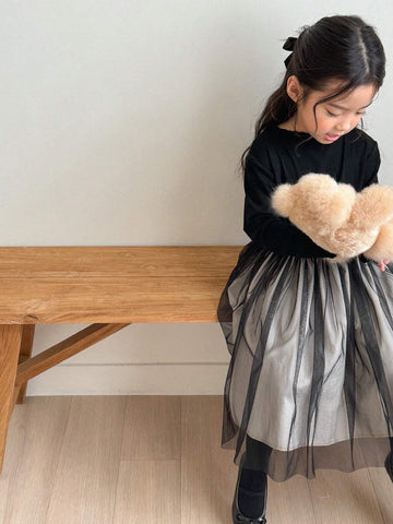 DAZY Young Girls Small Round Neck Knitted Dress, Fall