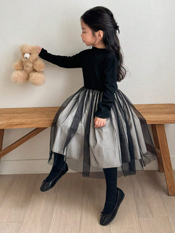 DAZY Young Girls Small Round Neck Knitted Dress, Fall