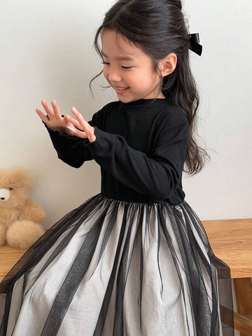 DAZY Young Girls Small Round Neck Knitted Dress, Fall