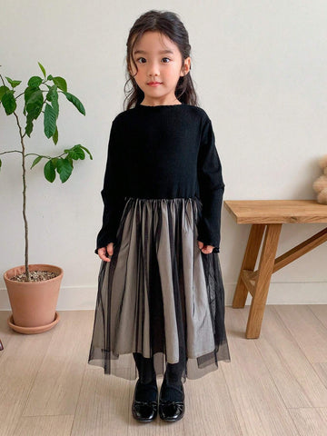 DAZY Young Girls Small Round Neck Knitted Dress, Fall