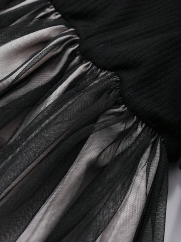 DAZY Young Girls Small Round Neck Knitted Dress, Fall