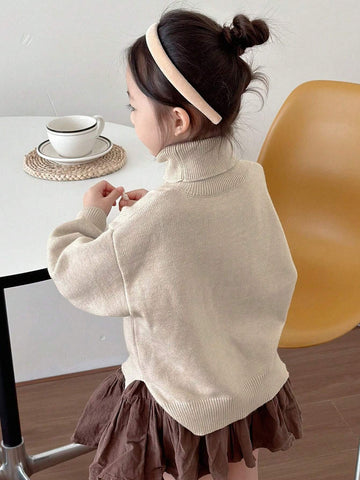 DAZY Young Girls Solid Turtleneck Sweater, Fall