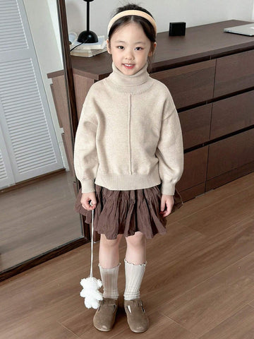 DAZY Young Girls Solid Turtleneck Sweater, Fall