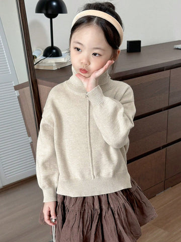 DAZY Young Girls Solid Turtleneck Sweater, Fall