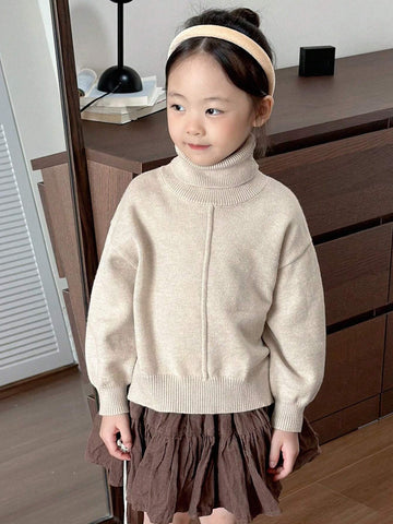 DAZY Young Girls Solid Turtleneck Sweater, Fall